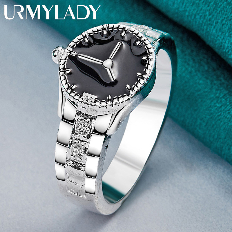 Đồng hồ đeo tay bằng bạc URMYLADY 925 7-10 # Nhẫn dành cho nữ Tiệc cưới Trang sức quyến rũ thời trang