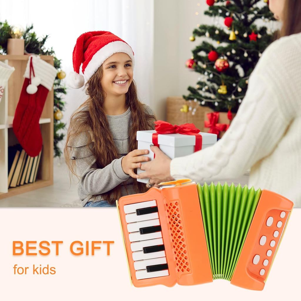 Accordion 10 Phím Piano Accordion Nhạc Cụ Mini Quà Tặng Cho Người Lớn Người Mới Bắt Đầu Giáo Dục, Cam
