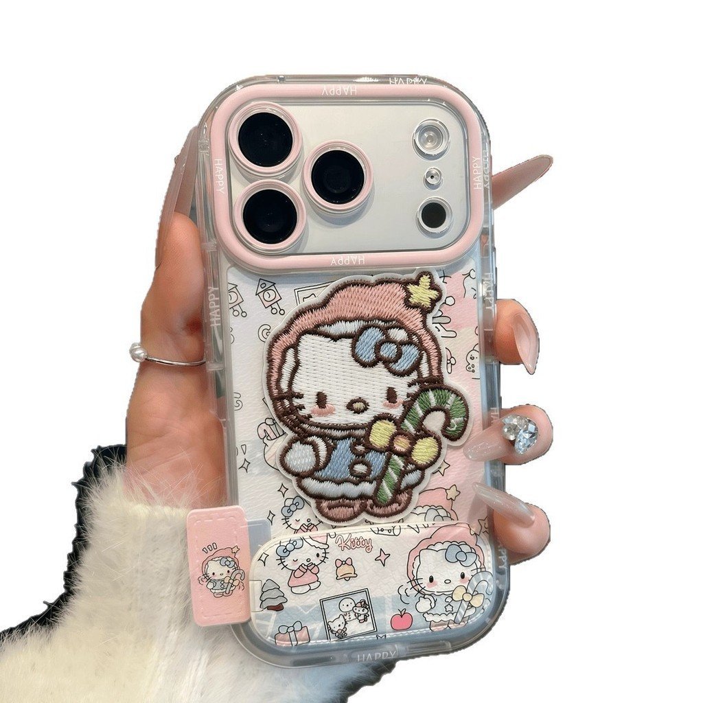 Phong Cách Mới Thêu kt Mèo Đứng Thích Hợp Cho 17PROMAX Ốp Lưng iphone16 11 14 15mate70