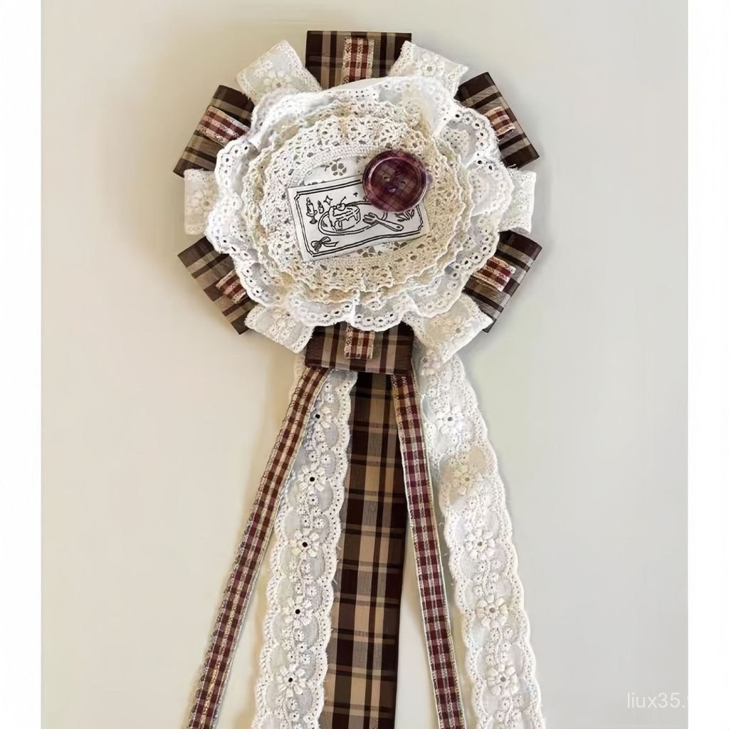 LXY Handmade Ba Chiều Hoa Thổ Cẩm Ouyang Nana Cùng Phong Cách Corsage Thổ Cẩm Ruy Băng Ren Tốt Nghiệp Huy Hiệu Trâm Cài