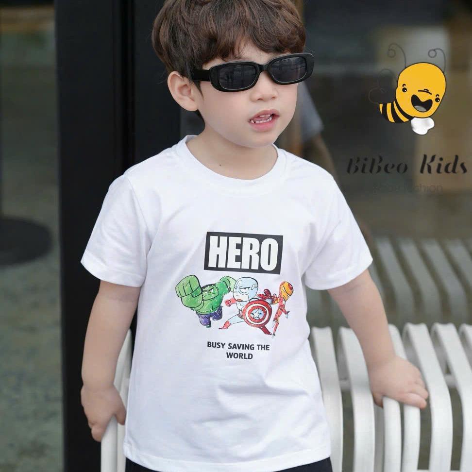 Bộ quần áo ngắn tay IN HÌNH HERO CHO BÉ TRAI, Quần áo chất COTTON mềm thoải mái cho bé