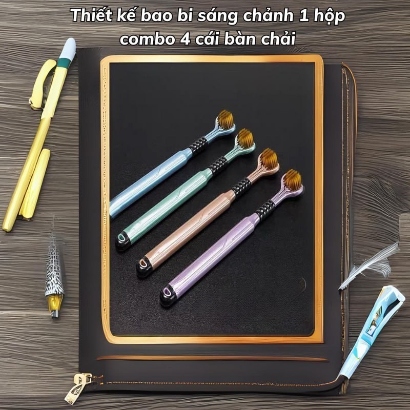 [FULLBOX] Bộ 4 Bàn Chải Đánh Răng Đa Chiều HomeMate, Đầu Chữ U 3 Mặt Lông Mềm Làm Sạch Khoang Miệng