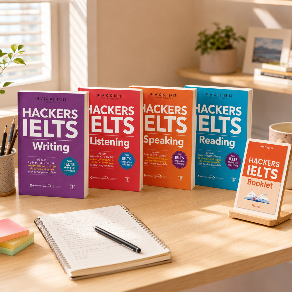 Sách lẻ/Combo: Trọn Bộ 4 Cuốn Hackers IELTS (Listening + Reading + Speaking + Writing) (Gamma Books)