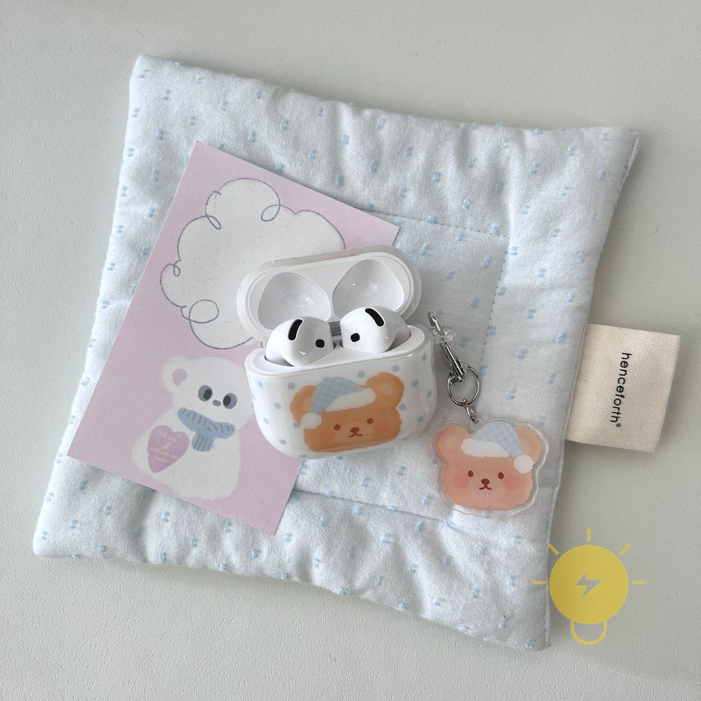 Phone Case For AirPods 4 / Pro3 / Pro2 / Pro / 3 / 2 / 1 TPU Chain Bear Headset Aesthetic Korean Cute