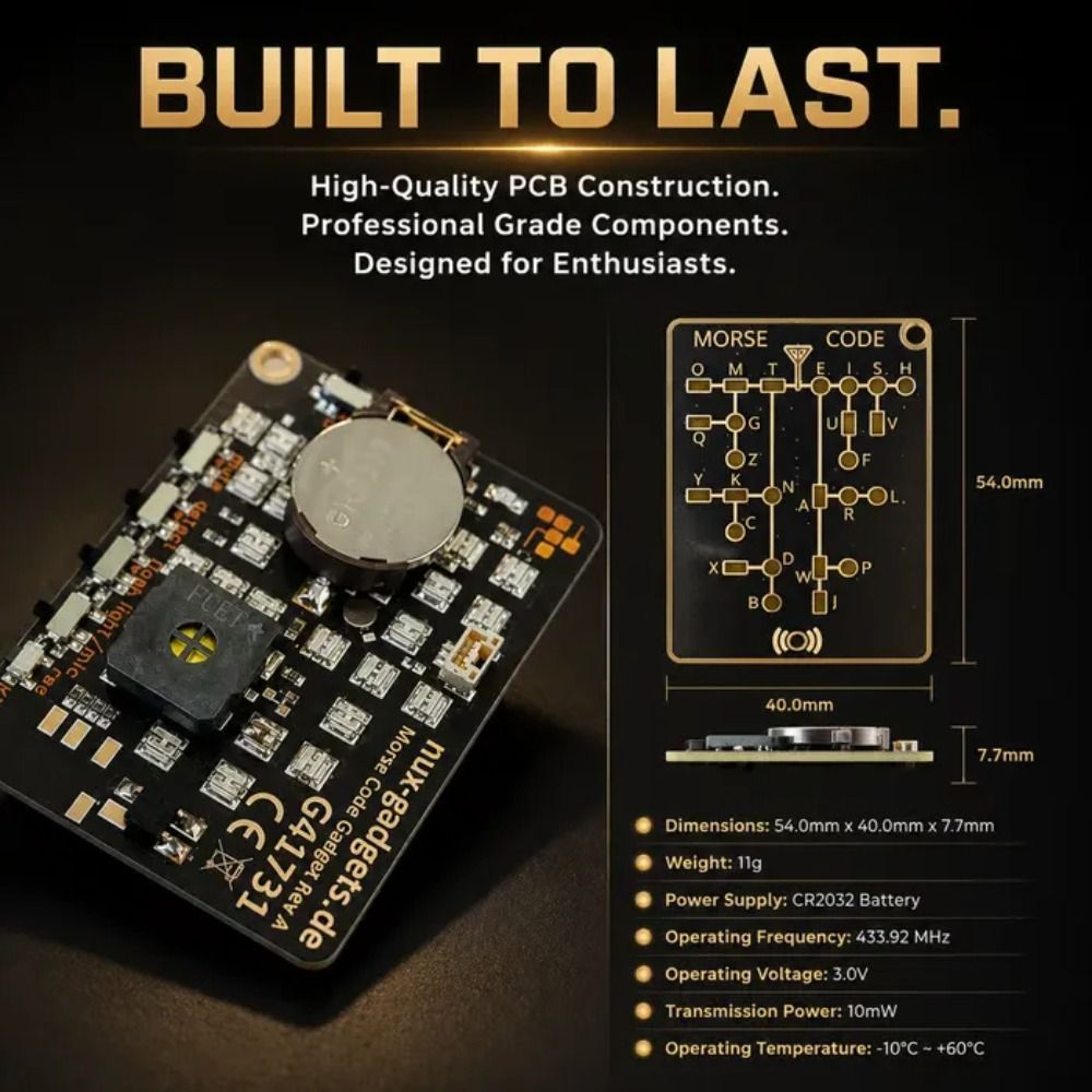 Thẻ huấn luyện viên mã Morse PWSEND, Công cụ học tập mã Morse LED nhẹ, Dụng cụ thực hành mã Morse cầm tay có kích thước vui nhộn Huấn luyện viên sử dụng vô tuyến người đam mê sử dụng