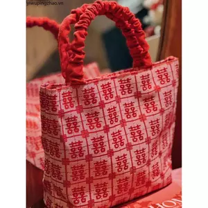 Túi xách nữ màu đỏ Handmade phù dâu Túi xô cưới