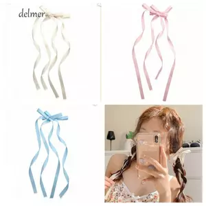 Dây Buộc Tóc Nơ DELMER, Dây Buộc Tóc Vải Ruy Băng Dài Kẹp Tóc, Phụ Kiện Tóc Thanh Lịch Bằng Kẹp Tóc Y2k Dây Buộc Tóc Đảng