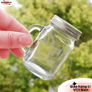 NORDICLIFE 1 Cái Mini Mason Jar, Vodka Spirits Storage Chai Thủy Tinh Kín Chống Rò Rỉ, Thanh Tiệc Tại Nhà 35ml Bền Đẹp Có Nắp Chai Nước ép Sữa Cà Phê Cho Mật Ong Mứt