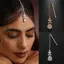 Kudosation Thời Trang Ấn Độ Cô Dâu Đầu Trước Dây Xích Mũ Phụ Kiện Cưới Lá Thanh Lịch Zircon Dây Xích Tóc Trang Sức Cho Nữ Đẹp
