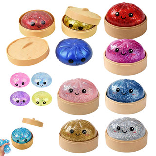 8.5cm Kích Thước Lớn Lấp Lánh Baozi Bóp Đồ Chơi Tăng Chậm Bóng Căng Thẳng Mềm Giảm Lo Âu Fidget Đồ Chơi Với Hấp Hộp Bảo Quản