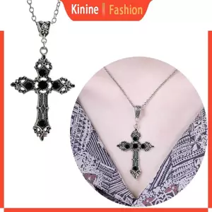 KIN Vintage Chữ Thập Mặt Dây Chuyền Vòng Cổ Cho Nam Nữ Gothic Phụ Kiện Cổ Dây Chuyền Trang Sức Hợp Thời Trang Gothic Thánh Giá Pha Lê Ch