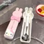 Hoạt Hình Dễ Thương Đũa Bộ Thìa Thép Không Gỉ 304 Chuyên Dụng Sinh Viên Di Động Bộ Đồ Ăn Bộ Ba Mảnh Hộp Bộ Đồ Ăn 5.19