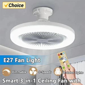 Quạt trần ba trong một thông minh VN có điều khiển từ xa, chức năng chiếu sáng, bộ chuyển đổi E27, Thích hợp cho phòng ngủ và nhiều phong cách sống khác nhau, được trang bị đế chiếu sáng.
