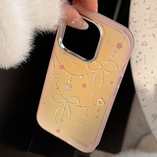 Ins Gilded Bow Vỏ Cứng Cho Iphone 17 17pro 16 15 14 11 12 13 PRO MAX Vỏ Bảo Vệ MT2696