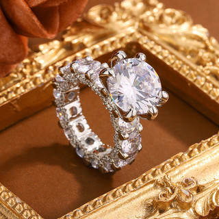 Nhẫn sáu móng tay zircon mạ bạch kim, phong cách thời trang dành cho nữ