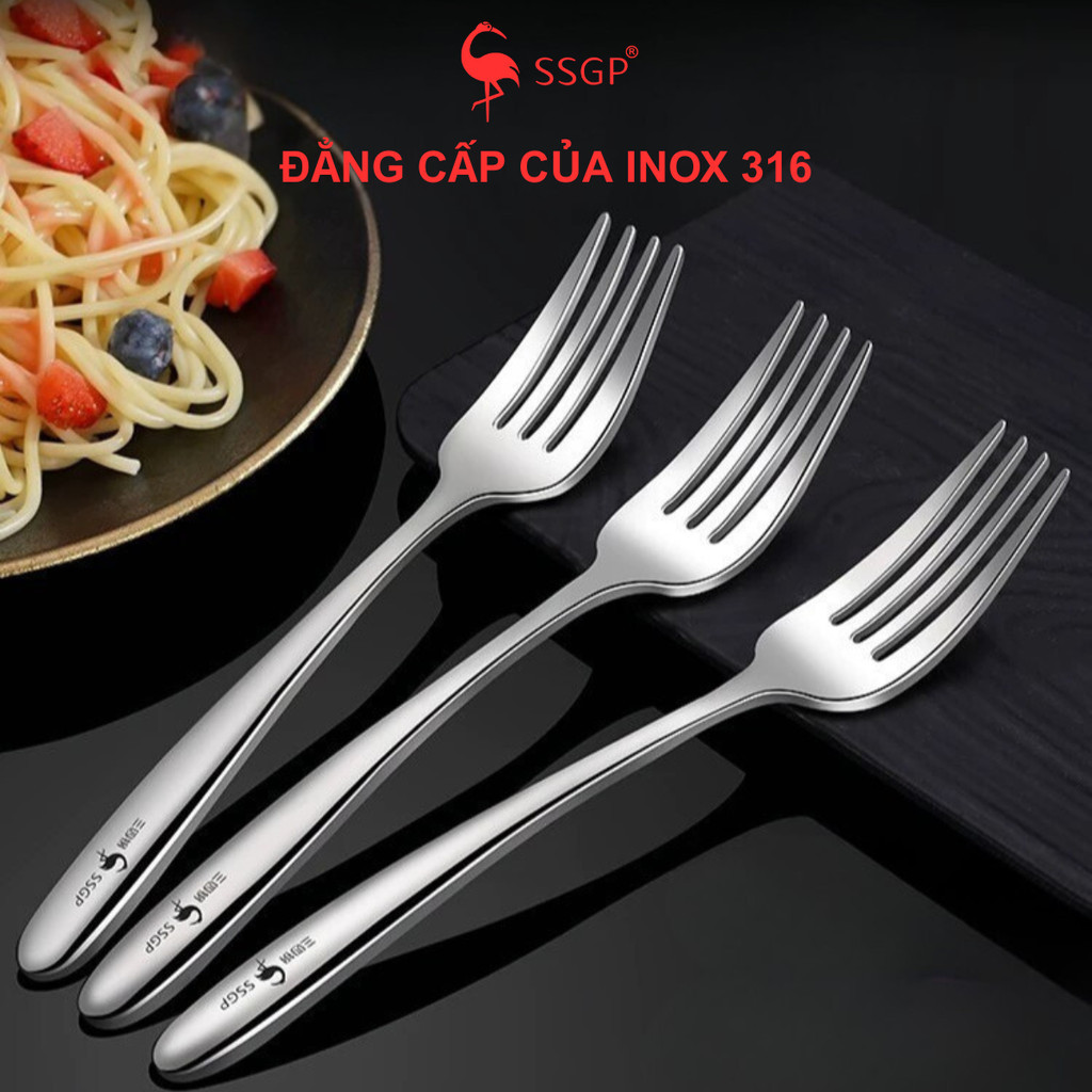 Nĩa inox cao cấp SSGP, nĩa inox 316 nĩa beefsteak Lucky, thìa ăn, muỗng ăn, muỗng inox, nĩa ăn inox