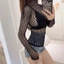 KANGN Fishnet Top, Slim Fit Thiết kế gợi cảm Áo lưới, Loose Fit Hollow Out Sheer Chất liệu vải mềm Áo thun dài tay Thiết kế cổ rùa