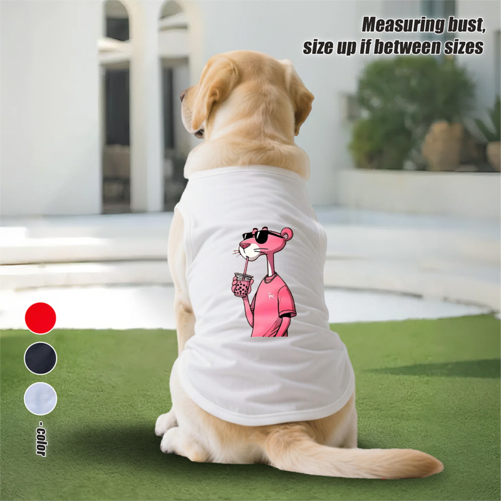 Áo vest chó lớn 3XL-6XL, in hình chú chó báo màu hồng hình gấu bóng rổ, phong cách chui đầu, có thể giặt được, chống dính, mềm mại và thoáng khí, dễ đeo và tháo rời