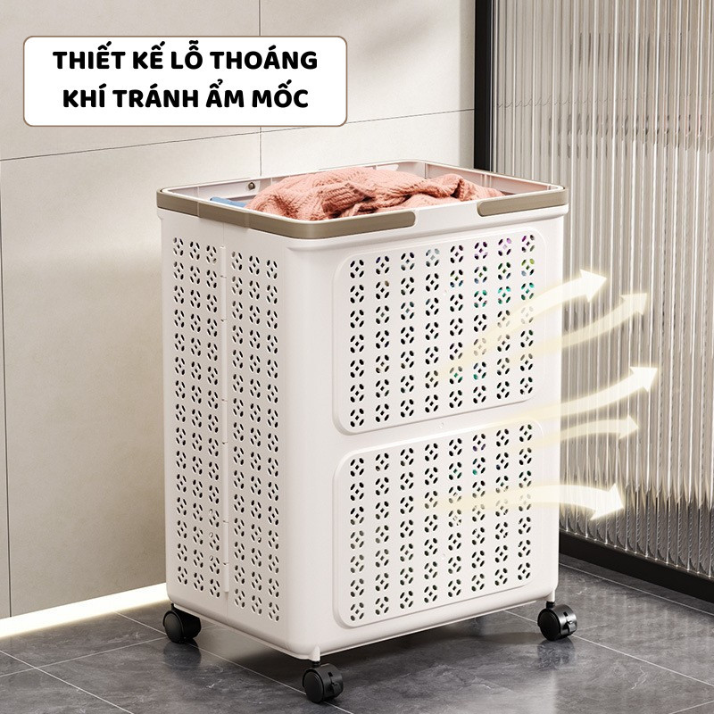 Giỏ Đựng Quần Áo Bẩn Gấp Gọn ENODA HOME, Giỏ Đựng Đồ Giặt, Quần Áo 3 Size Có Quai Cầm Và Bánh Xe Q460