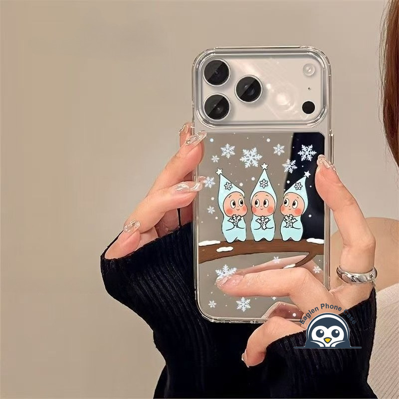 Ốp Điện Thoại Gương Tuyết Lấp Lánh Dễ Thương Cho Motorola Moto Edge 70 60 Fusion Plus 60S Pro X70 Air G100 G100S G86 G82 G77 G67 G57 Power G56 G52 G06 Vỏ Hoạt Hình Mùa Đông Ngộ nghĩnh Bìa Mềm
