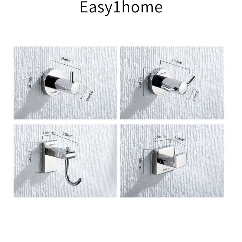 Kohler Phòng tắm cổ điển Thiết bị vệ sinh Kohler304Móc treo quần áo bằng thép không gỉ, móc treo tường đơn, móc treo áo