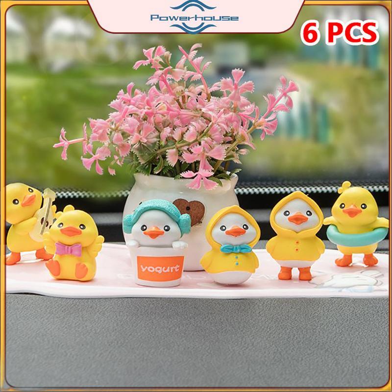 ĐIỆN 6 Chiếc Sáng Tạo Hoạt Hình Hình Hình Vịt Trang Trí Mô Hình Vịt Dễ Thương Vịt Vàng Nhỏ Bảng Điều Khiển Trung Tâm Ô Tô Đồ Trang Trí Phụ Kiện.