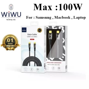 Cáp Sạc Nhanh Lộ Cơ WIWU TM02 100W Type-C To Type-C - Thiết Kế Lộ Mạch Trong Suốt, Dây Dù Bọc Chắc Chắn, 2 M
