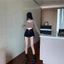 Niche Quần short ống rộng thông thường Slimmer Look Sweet Little Hot Girl Đen Thiết kế eo cao Slim fit Hot Pants Nữ 5.12