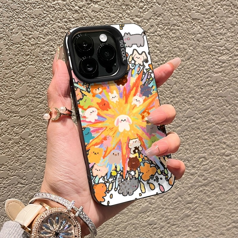 Ốp lưng chống sốc thú cưng pháo hoa, thiết kế dễ thương độc đáo phong cách vui vẻ thích iPhone 17/15/14/13/12/11 Pro Max