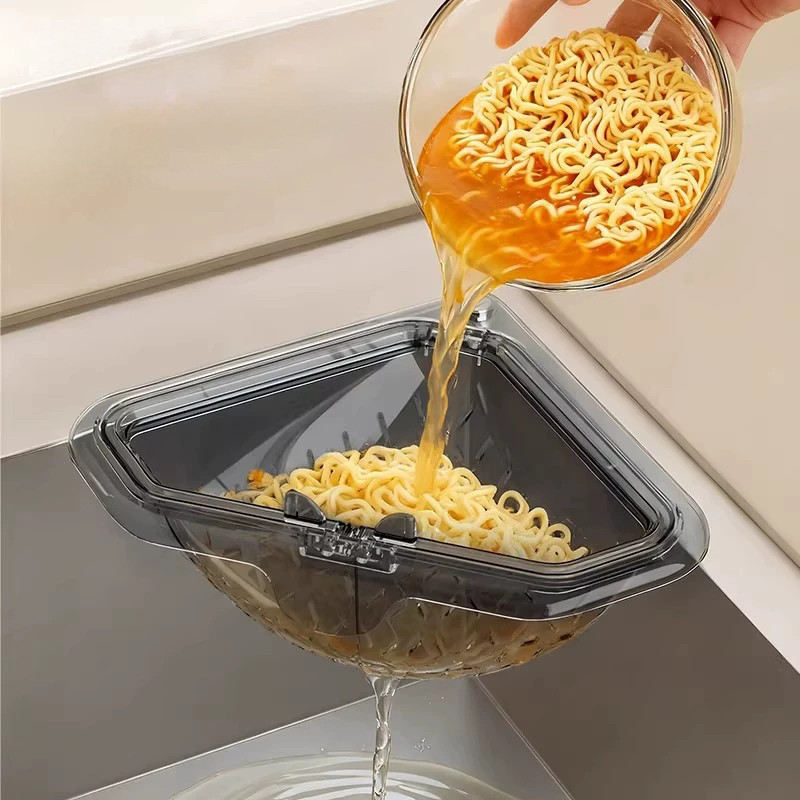 Giỏ đựng nước bồn rửa tam giác từ tính mới Treo dụng cụ lọc nhà bếp để rửa rau củ dư lượng thực phẩm
