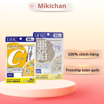 Combo DHC 60 ngày gồm viên uống Vitamin C gói 120 viên & Kẽm gói 60 viên Nhật Bản chính hãng