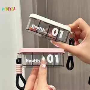 < Honeyba > 1 Hộp Đựng Thuốc Nhỏ, Hộp Đựng Thuốc Di Động, Hộp Đựng Thuốc Cho Nhà Thơ 4 Ngăn, Hộp Đựng Thuốc Du Lịch Nhỏ Gọn Hàng Ngày Đẹp