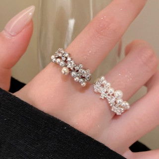 Nhẫn Siêu Sáng Bóng Ngọc Trai Đầy Sao Zircon Nhẫn Nữ Có Thể Điều Chỉnh Mở Nhẫn Phong Cách Hàn Quốc Sang Trọng Niche Thiết Kế Nhẫn Thời Trang