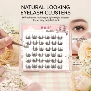 Lông mi giả phẳng tự nhiên Cụm C Curl Thin Band Handmade Đen 6-12mm