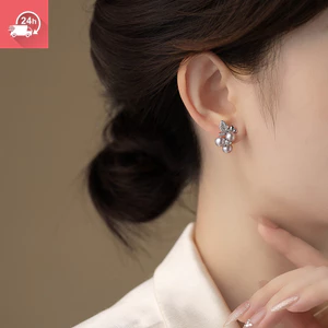 Bông tai nữ khảm nhỏ bạc khí chất thời trang cá tính và đa năng