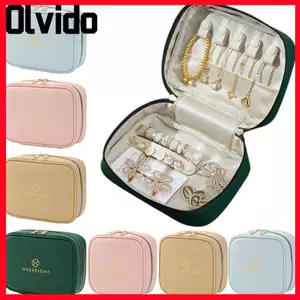 Hộp đựng đồ trang sức OLVIDO, Túi đựng đồ trang sức bảo vệ di động, Dây kéo du lịch Đóng cửa trang sức vuông bền bỉ Vòng cổ Bông tai nhẫn