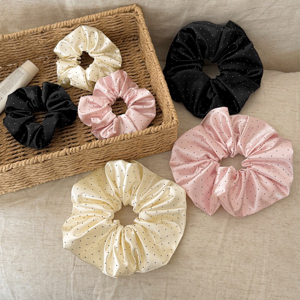 Hululu / Satin Chấm Bi Scrunchy Dây Buộc Tóc Độ Đàn Hồi Cao Dây Buộc Tóc Thân Thiện Với Da Không Làm Tổn Thương Tóc Đuôi Ngựa Đầu Dây Cao Su Ba