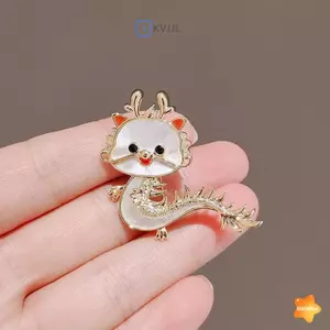 Hoạt Hình Giả Vỏ Rồng Thổ Cẩm Dành Cho Nữ Cung Hoàng Đạo Trung Quốc Rồng Men Chân Động Vật Dễ Thương Huy Hiệu Trang Sức Sinh Nhật Quà Tặng Mới