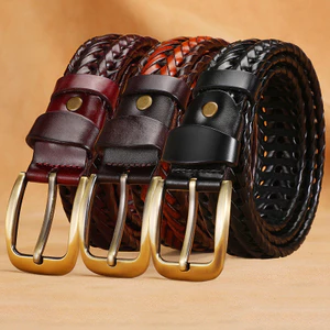 Thắt lưng trang trí nữ 30516 / Thắt lưng bện / Phong cách nam / Chiều rộng 2,5cm & 3,5cm & 4cm / Da bò lớp đầu tiên + Khóa hợp kim kẽm / Khóa chốt thông thường cổ điển / Thắt lưng rỗng