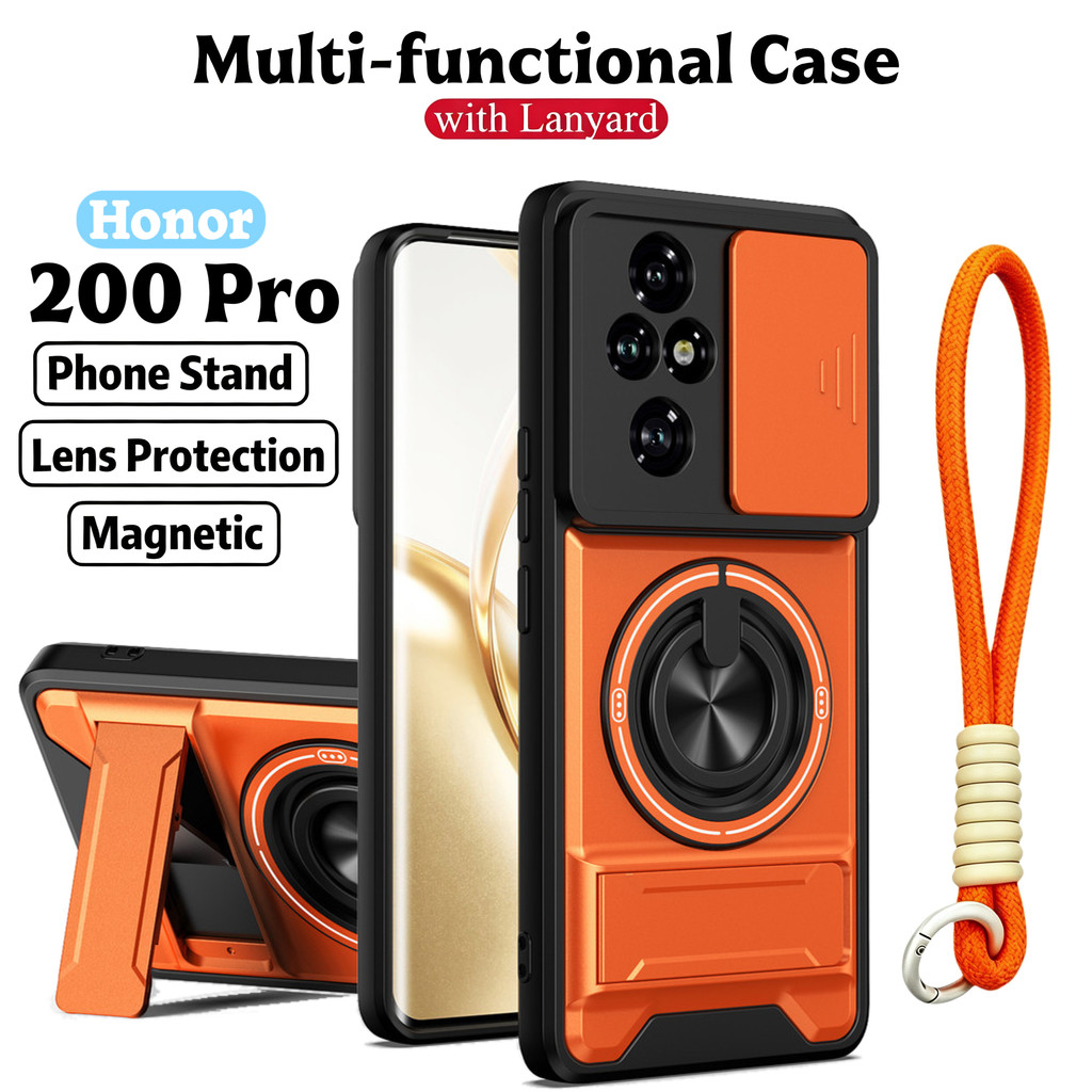 Thích hợp cho Honor 200 Pro 400 Lite 500 Smart 600 5G 360 Ring Stand Ốp điện thoại có vỏ máy ảnh Gắn trên ô tô từ tính Vỏ bảo vệ toàn diện chống sốc