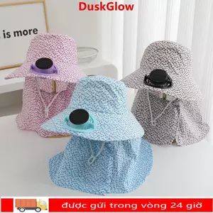 Mũ quạt DUKGLOW, Mũ chống nắng thoáng khí chống tia cực tím, Mũ mềm nam Sạc USB Tấm chắn nắng dài 300MA Mũ quạt làm mát hiện tại Chọn trà