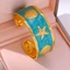 Vòng tay tráng men NICOLOO, Vòng tay mở vỏ sao biển bằng thép không gỉ, Lớp phủ tráng men đa năng Vòng tay màu vàng không phai màu cho nữ