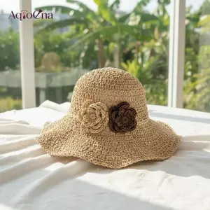 AqToCna 1 Chiếc Mũ Chống Nắng Ống Hút Có Vành Rộng Chống Tia UV Trang Trí Hoa Cho Đi Biển Dã Ngoại Du Lịch Sử Dụng AqToCna