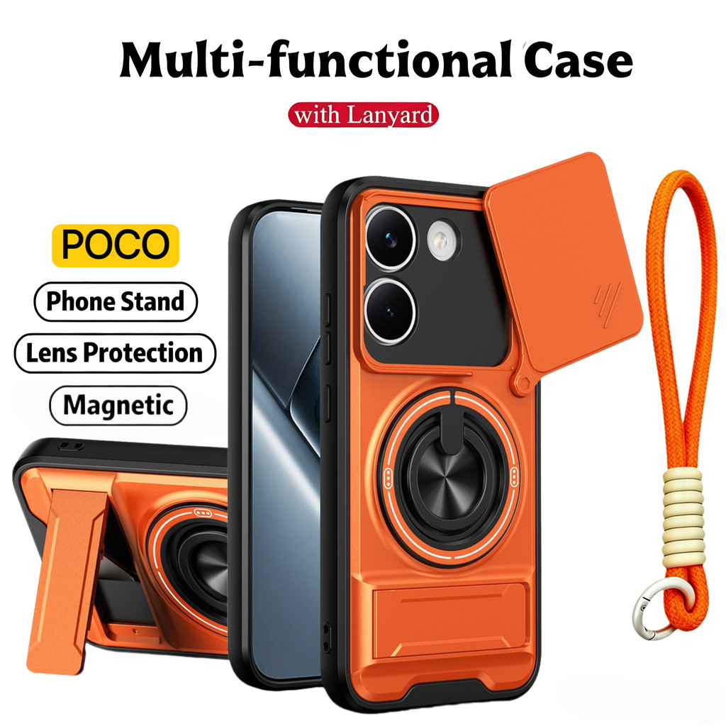 Ốp Điện Thoại Đa Năng Sang Trọng Thích Hợp Cho POCO X8 2026 X6 X7 F7 F4 F5 F8 Pro Max Ultra 5G 4G Dây 360°Giá đỡ vòng có vỏ máy ảnh Vỏ bảo vệ gắn trên ô tô từ tính
