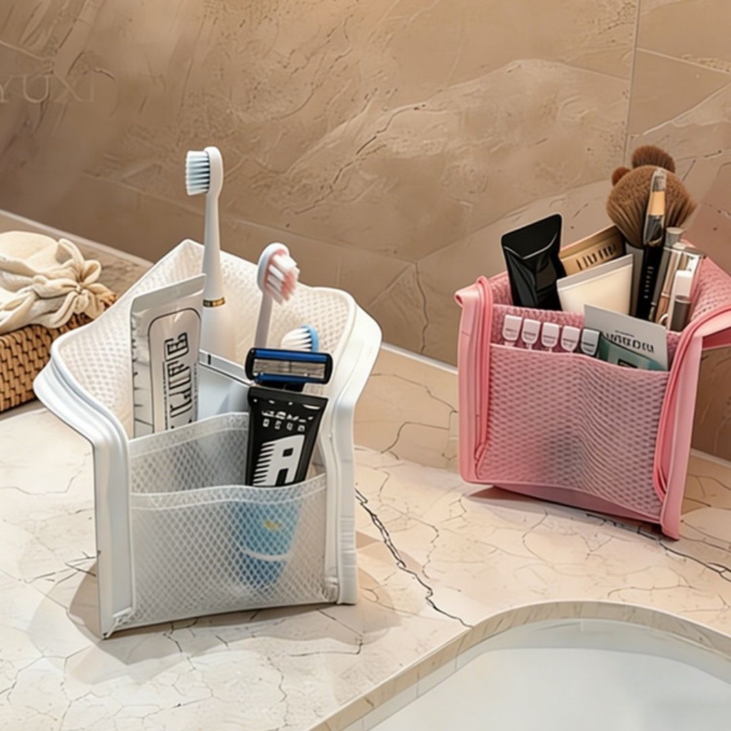 Túi vệ sinh du lịch lưới chống thấm nước Túi đựng mỹ phẩm dung tích lớn có dây kéo kim loại