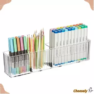Hộp đựng bút đánh dấu CHEESELY, Hộp đựng bút Acrylic dính, Hộp đựng tủ trưng bày 3 ngăn dung tích lớn đa chức năng Tiết kiệm không gian