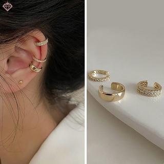 PCWKKef 3 Cái / bộ Thời Trang Hình Chữ C Zircon Vòng Tai Xuyên Kẹp Tai Cho Nữ Tối Giản Tính Khí Bông Tai Dự Tiệc Trang Sức Quà Tặng Mới