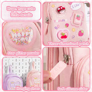 Hoạt Hình Túi Đựng Bút Chì Dễ Thương Hộp Đựng Bé Gái Dung Tích Lớn Ba Lớp Học Sinh Schoolbags Hoạt Hình Văn Phòng Phẩm