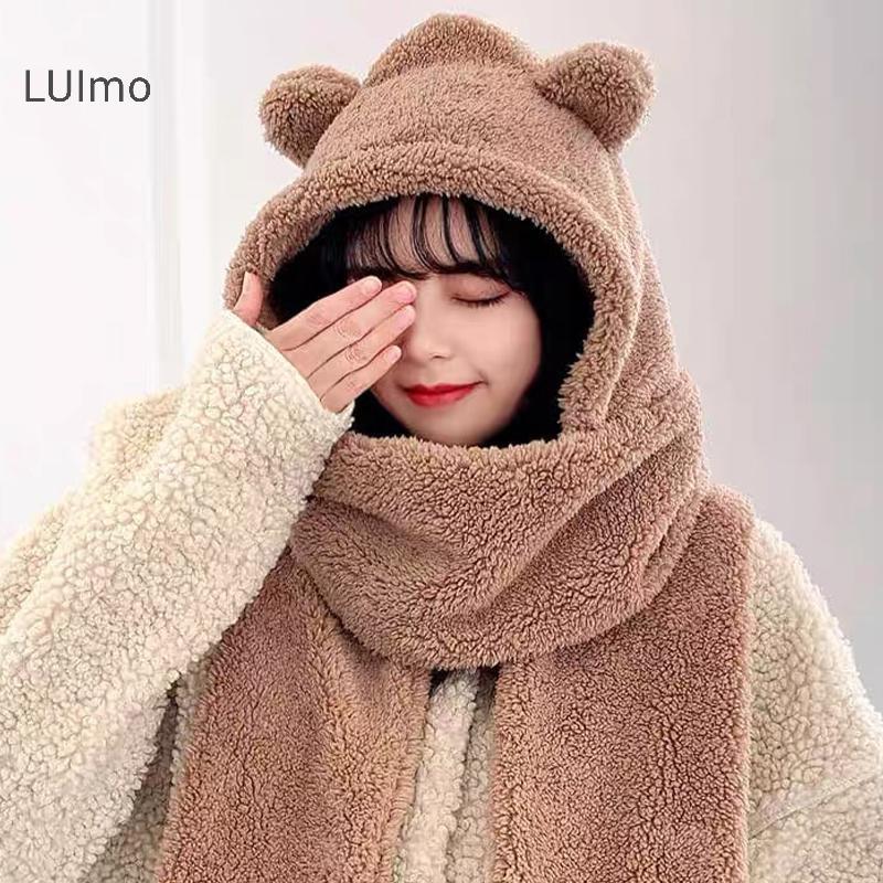 LUImo Bộ Mũ Tai Khăn Găng Tay Dày Cho Nữ, Ấm Áp Chống Gió Mùa Đông