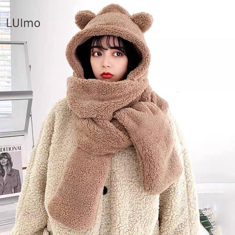 LUImo Bộ Mũ Tai Khăn Găng Tay Dày Cho Nữ, Ấm Áp Chống Gió Mùa Đông